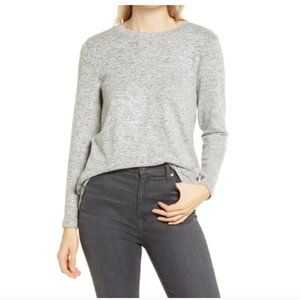 Bobeau Women's Marled Front Patterned Back Top